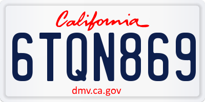 CA license plate 6TQN869