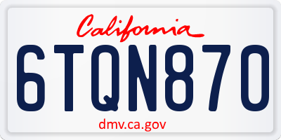 CA license plate 6TQN870