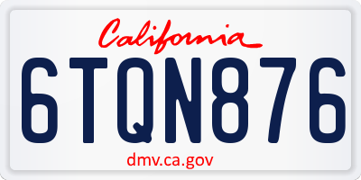 CA license plate 6TQN876