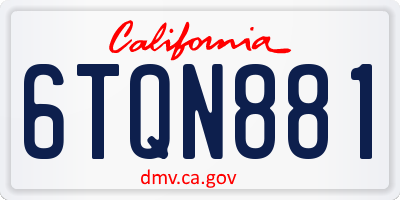 CA license plate 6TQN881