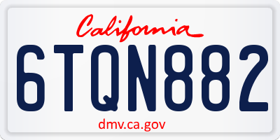 CA license plate 6TQN882