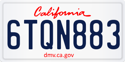 CA license plate 6TQN883