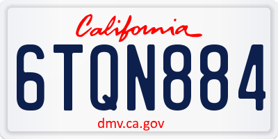 CA license plate 6TQN884