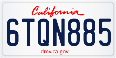 CA license plate 6TQN885