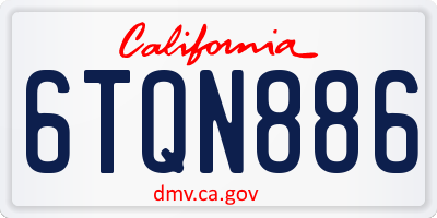 CA license plate 6TQN886