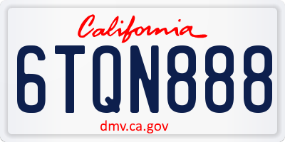 CA license plate 6TQN888