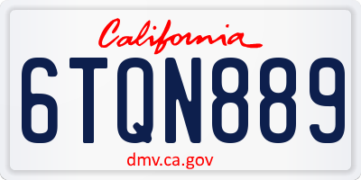 CA license plate 6TQN889