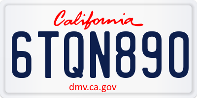 CA license plate 6TQN890