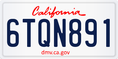 CA license plate 6TQN891