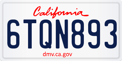 CA license plate 6TQN893