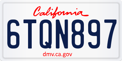 CA license plate 6TQN897