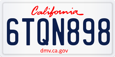 CA license plate 6TQN898