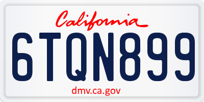 CA license plate 6TQN899
