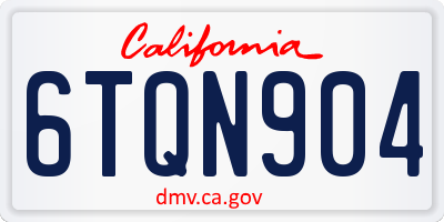 CA license plate 6TQN904