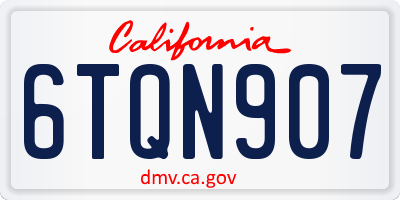 CA license plate 6TQN907