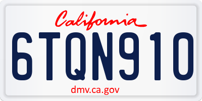 CA license plate 6TQN910