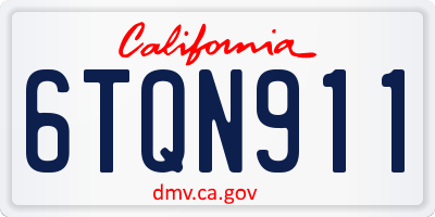 CA license plate 6TQN911