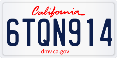 CA license plate 6TQN914