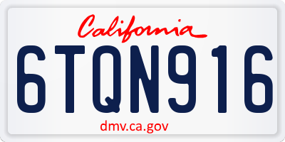CA license plate 6TQN916