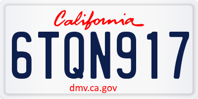 CA license plate 6TQN917