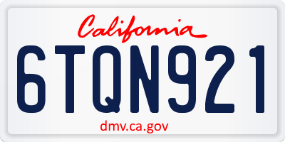 CA license plate 6TQN921