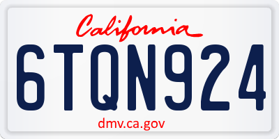 CA license plate 6TQN924