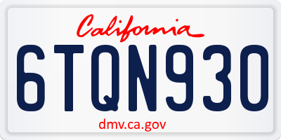 CA license plate 6TQN930