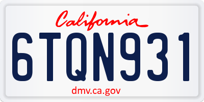 CA license plate 6TQN931