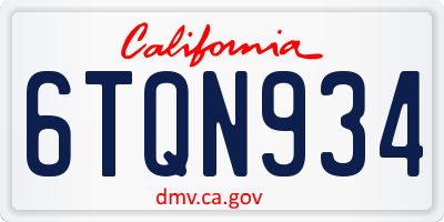 CA license plate 6TQN934