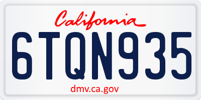 CA license plate 6TQN935