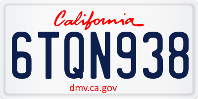 CA license plate 6TQN938
