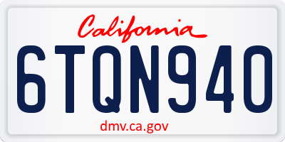 CA license plate 6TQN940