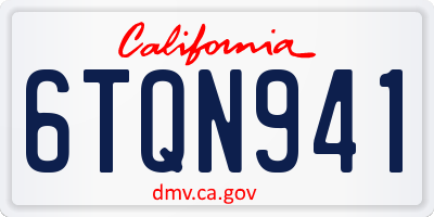 CA license plate 6TQN941