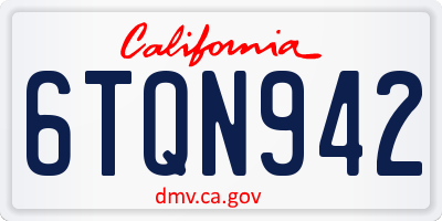CA license plate 6TQN942