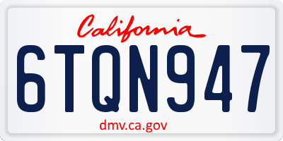 CA license plate 6TQN947