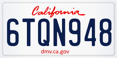 CA license plate 6TQN948