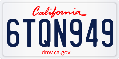 CA license plate 6TQN949