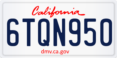 CA license plate 6TQN950