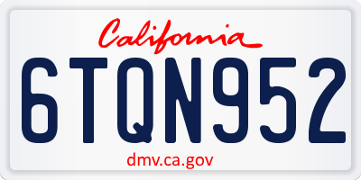 CA license plate 6TQN952