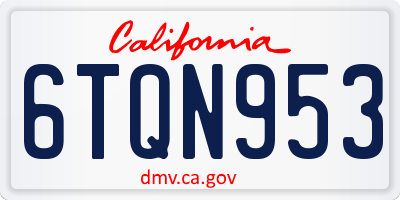 CA license plate 6TQN953