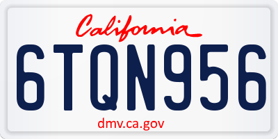 CA license plate 6TQN956