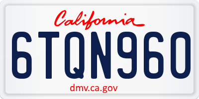 CA license plate 6TQN960