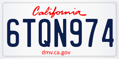 CA license plate 6TQN974