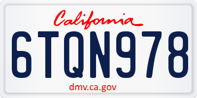 CA license plate 6TQN978