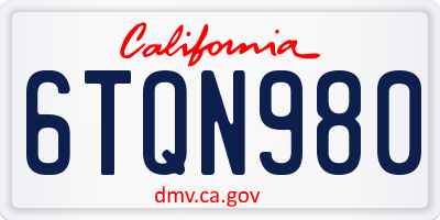 CA license plate 6TQN980