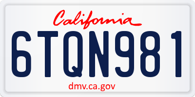 CA license plate 6TQN981