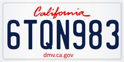 CA license plate 6TQN983