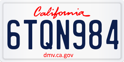 CA license plate 6TQN984