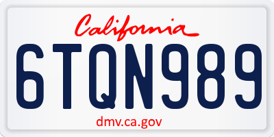 CA license plate 6TQN989