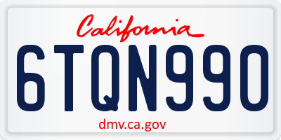 CA license plate 6TQN990